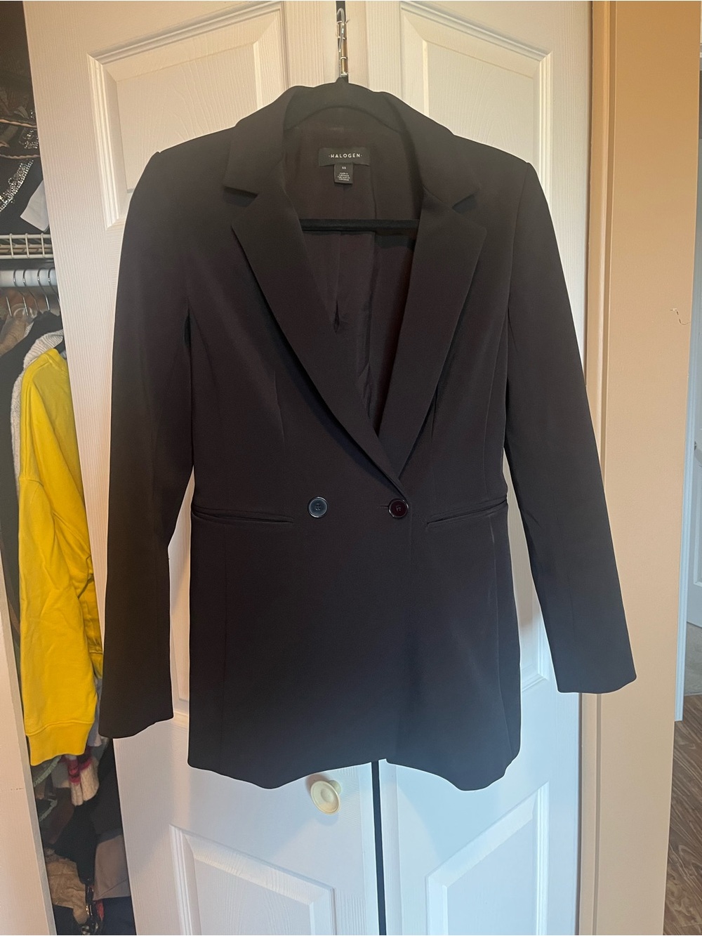 Halogen Black Double-Breasted Blazer Jacket